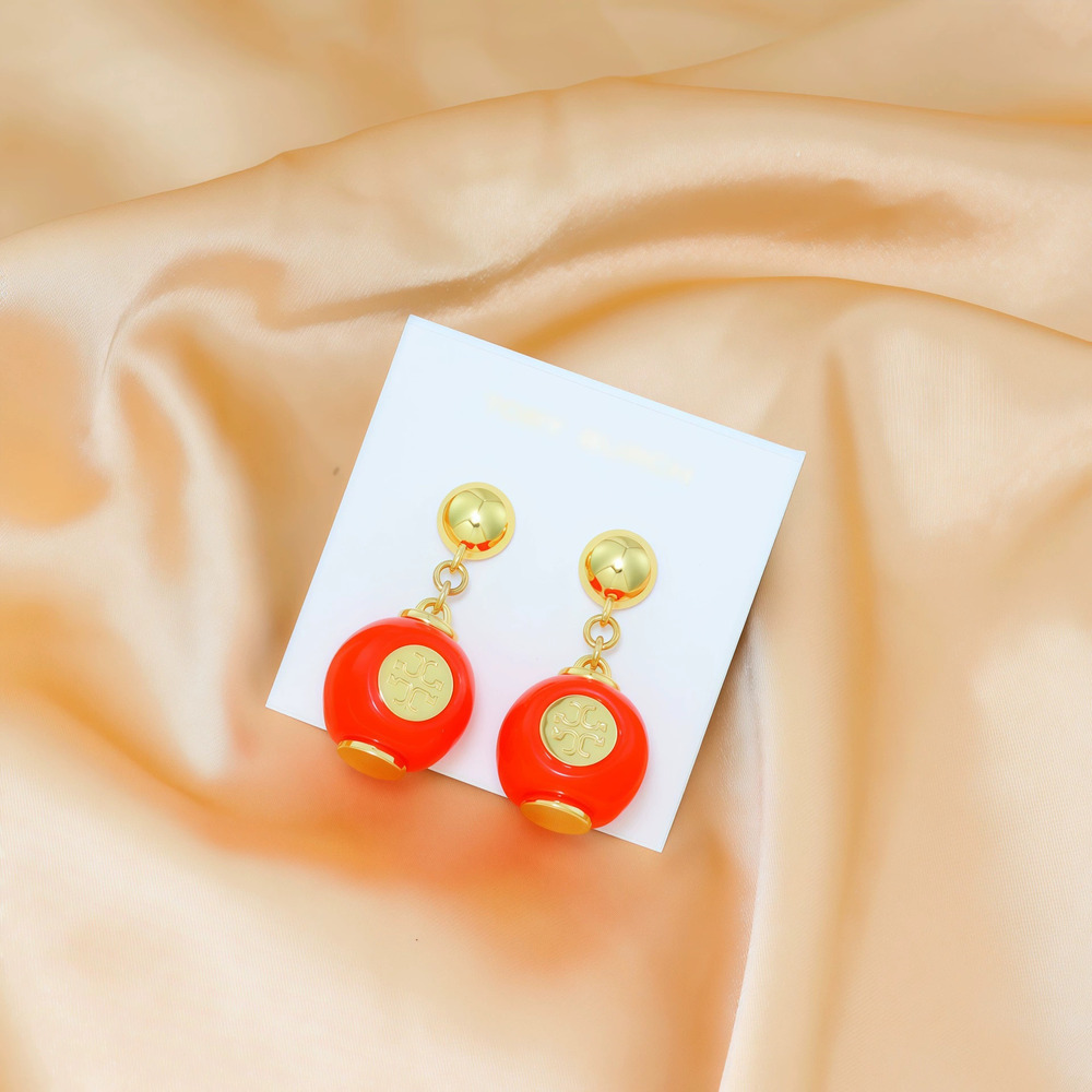 Tory Burch Gold Plated Copper Red Stud Earrings Royal